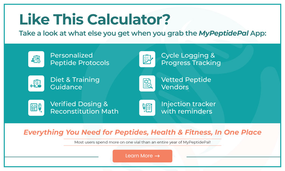 My Peptide Pal has everything you need for peptides, health, and fitness all in one app.