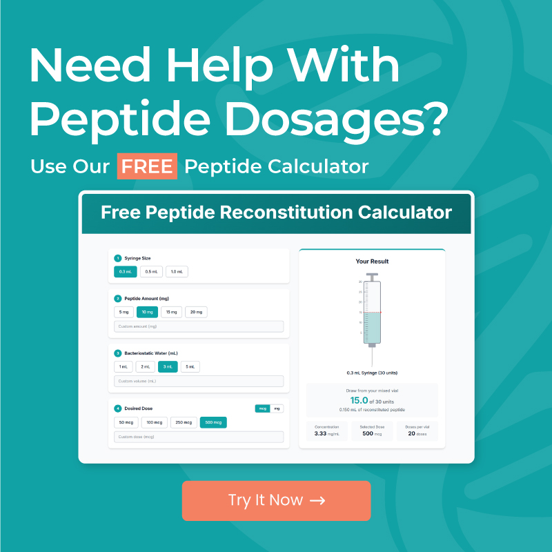 Use our free peptide dosage calculator.
